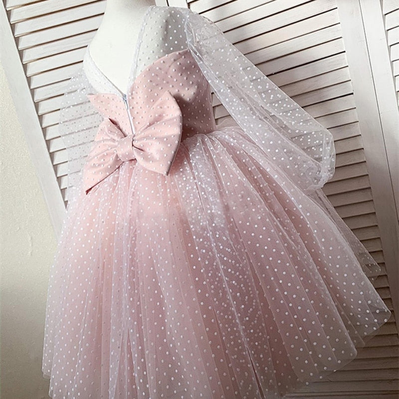 Summer Girl Dress Birthday Party Princess Dress Children  Polka Dots Gown Flower Girl Wedding Tutu Fluffy Dresses Vestidos