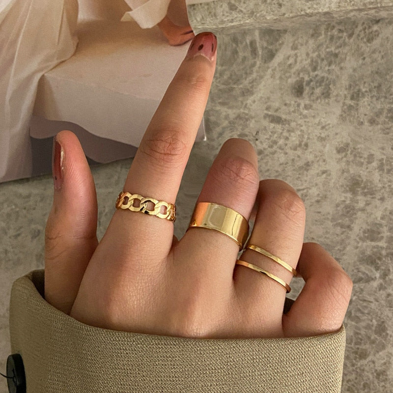 KOTiK Trendy Bohemian Midi Knuckle Ring Set For Women Gold Color Crystal Heart Flower Moon Geometric Finger Rings Jewelry Gifts