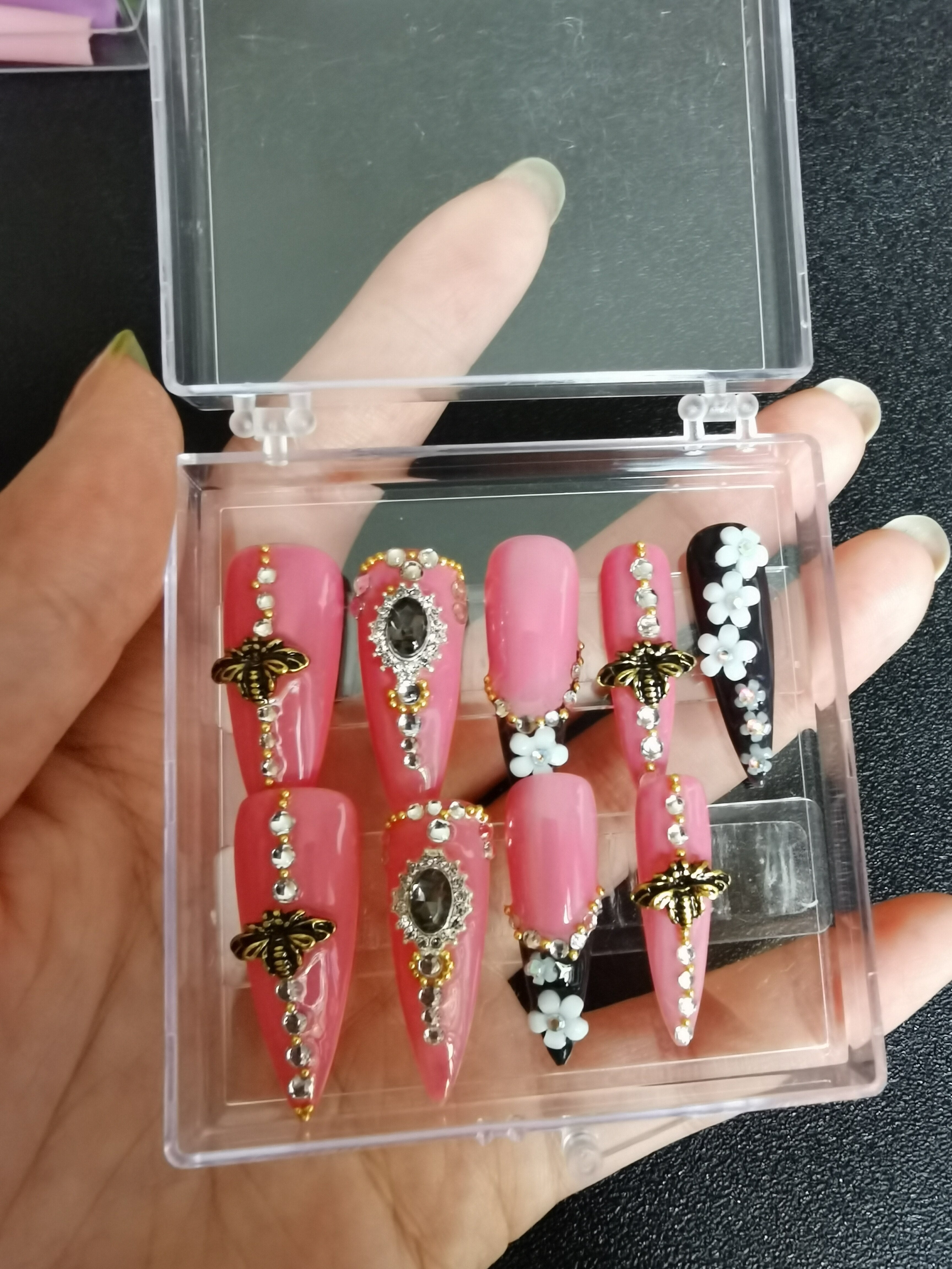 Manual Wearing Nail Tips(Customized By Picture)XXL Extra Long Coffin Square Tips Kit,10pcs/Box Hand Made Press On Fake Nail Tips