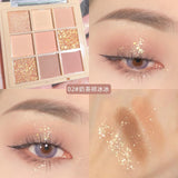 New Glitter Nine-color Eyeshadow Palette Pearly Matte Milk Tea Eye Shadow Broken Gold Plate Waterproof Powder Matte Cosmetic