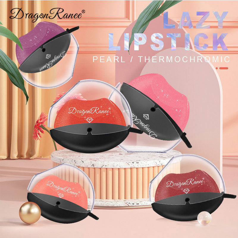 Matte Velvet Lip-shaped Lipstick Temperature Change Lazy Lip Sticks Waterproof Nonstick Cup Lipgloss For Makeup Wholesale