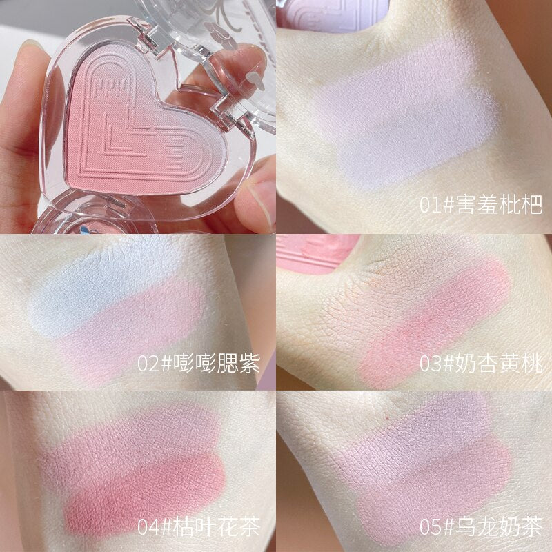 Face Mineral Blush Powder Palette Cute 4 Colors Peach Red Rouge Long Lasting Natural Cheek Tint Waterproof Blue Blusher Cosmetic