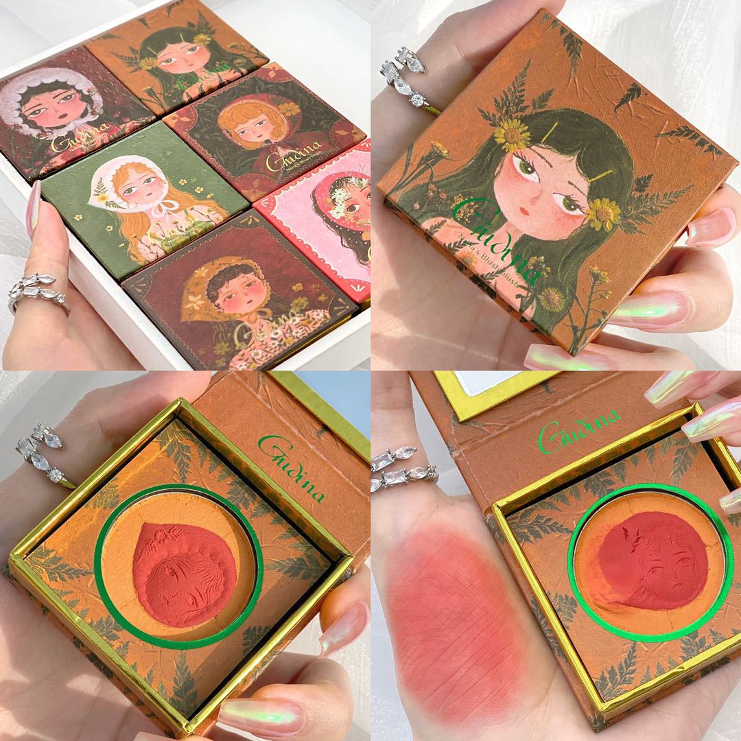 Single Color Blush Makeup Palette Mineral Powder Red Rouge Lasting Natural Cream Cheek Tint Orange Peach Pink Korean Blusher