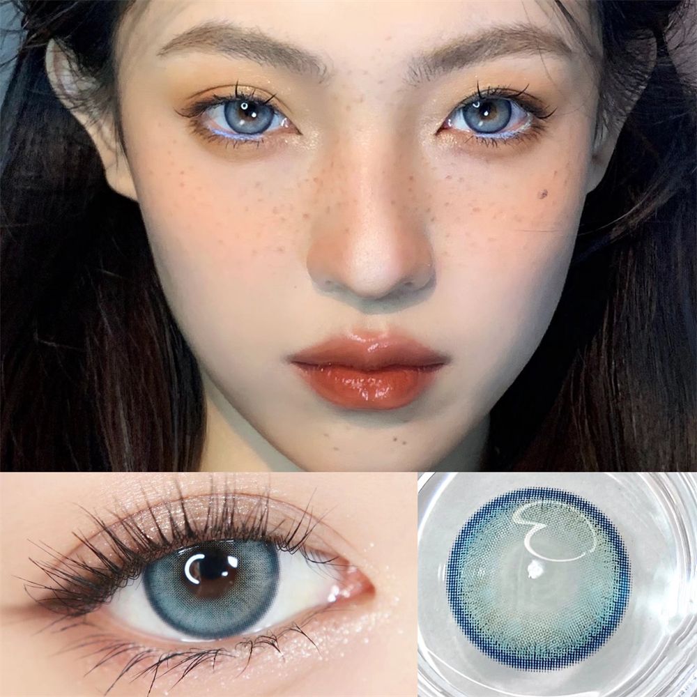 2Pcs Korean Colored Contacts Lenses with Myopia Soft Naturally Colored Cosmetics Blue Beautiful Pupil New