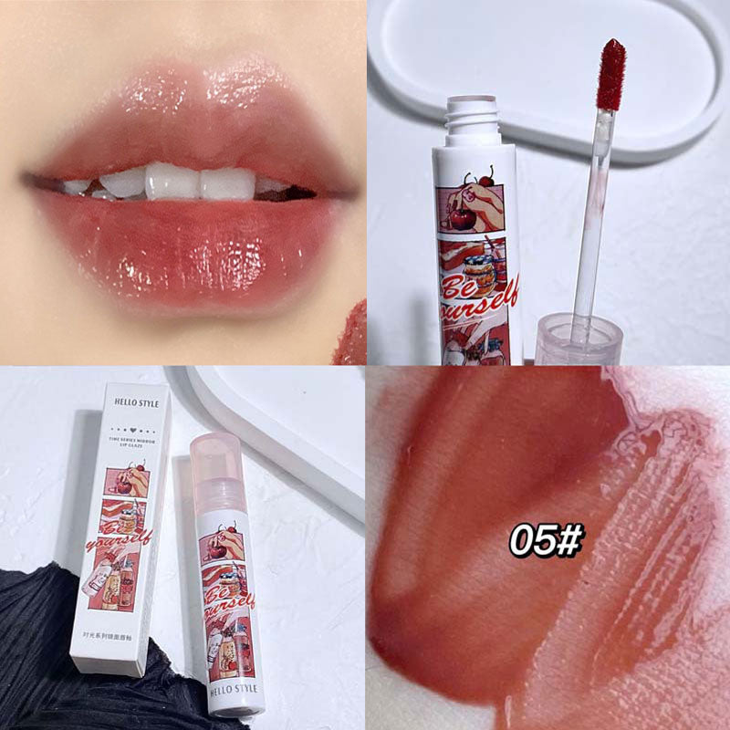 Purple Glitter Water Light Lip Gloss Long-lasting Double-end Lip Glaze Mirror Liquid Lipstick Not Fade Lip Tint Korean Cosmetic