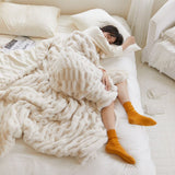 High End Faux Rabbit Fur Winter Warm Blanket Soft Thicken Warmth Sofa Blanket for Throw Home Comfortable Plush Blankets for Beds