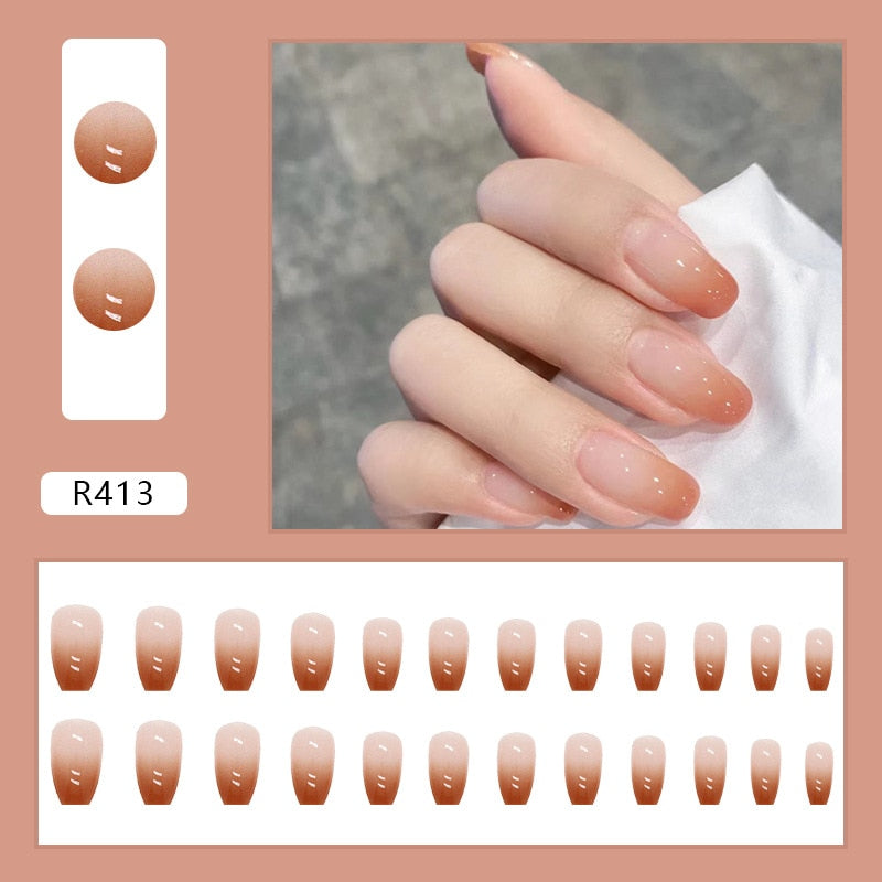 24pcs/Box Artificial Detachable Coffin False Nails Wearable French Fake Nails Super Long Ballerina Press on Nail Art Tips