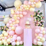96pcs Pink Balloon Garland Arch Kit Macaron Yellow Latex Balloons Baby Shower Girl Princess Birthday Rustic Wedding Decoration