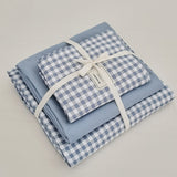 Japanese Bedding Set Simple Plaid Nordic Comforter Cover Bed Sheet Pillowcase Single King Size Microfiber Girls Boys Bed Linens