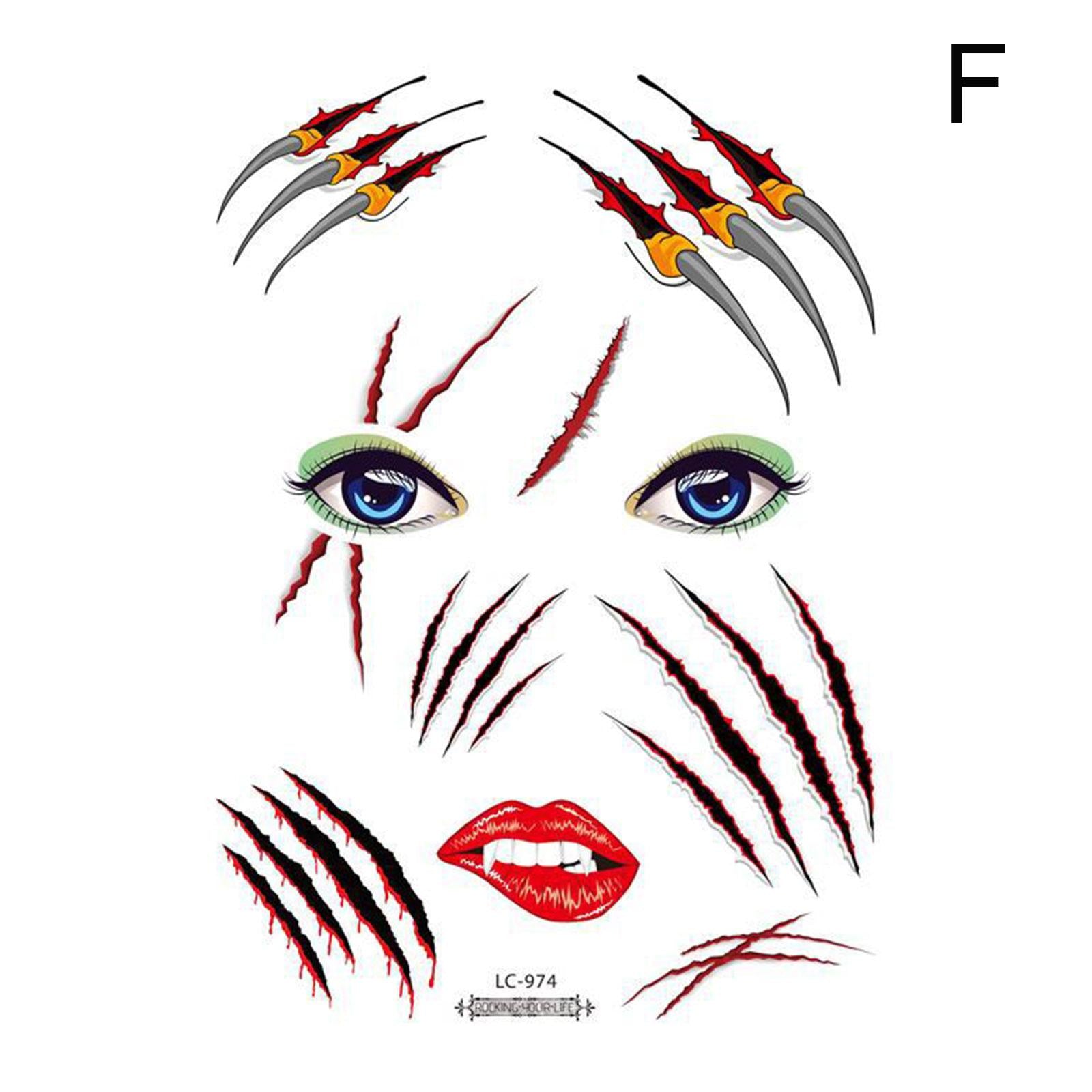 Waterproof Facial Makeup Sticker Special Face tattoo Day Of The Dead Skull Face Dress Up Halloween Temporary Tattoo Stickers