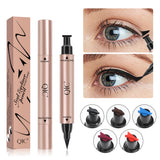 Winged Colored Eyeliner Stamp 2 in 1 Waterproof Liquid Eye Liner Pencil Red Blue Brown Eyeliner Long Lasting Makeup for Women