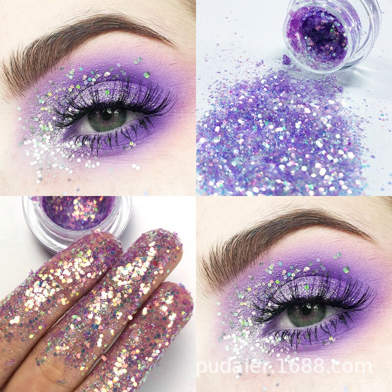 NEW 1Pc Glitter Glam Eye Sparkly Glitter Hair Shimmer Gel Flash Heart Loose Sequins Glitter Eyeshadow Party Face Body Decoration