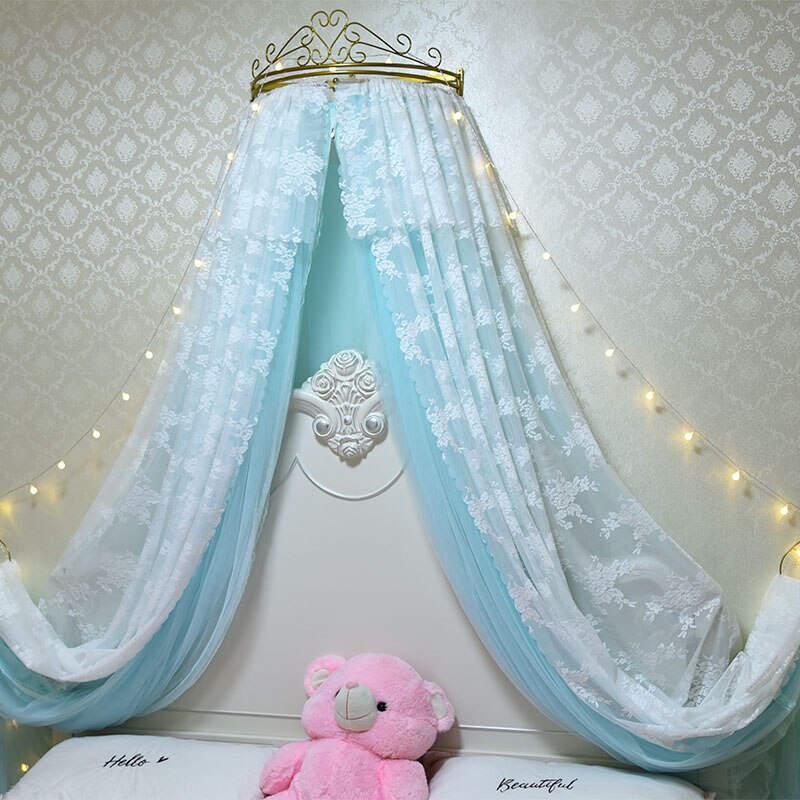 Bed Curtain Bed Curtain Princess Wind Mosquito Net 1.5m Gauze Curtain Gauze Net Crown Rack 1.8m Double Wedding White Pink Lace