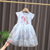 Girls Clothes 2022 New Summer Princess Dresses Flying Sleeve Kids Dress Unicorn Party Baby Dresses for Children Clothing 3-8Y