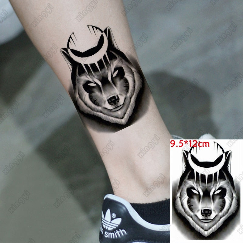 Waterproof Temporary Tattoo Sticker Hand Painted Cool Dark Skull Face Art Water Transfer Fake Tatoo Flash Tatto for Men Women