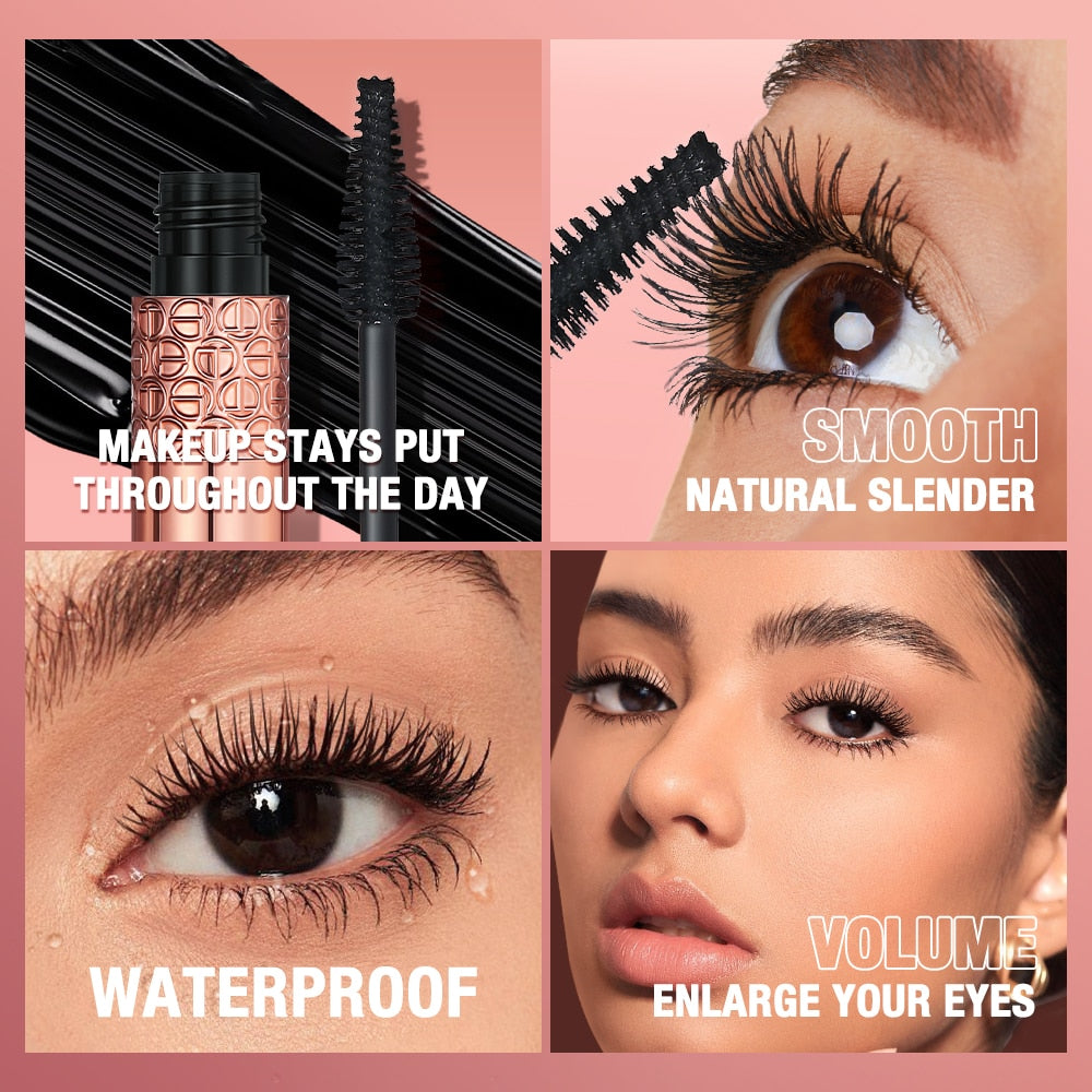Mascara Waterproof Lengthens Eyelashes Extension Black Non-smudge Lengthening Volume 5D Silk Fiber Mascara Cosmetics