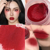 Oklulu Mousse Solid Canned Lip Mud Balm Glaze Crystal Moisturizing Matte Sexy Red Lipstick Lipgloss Lasting Blush Makeup for Lip/Cheek