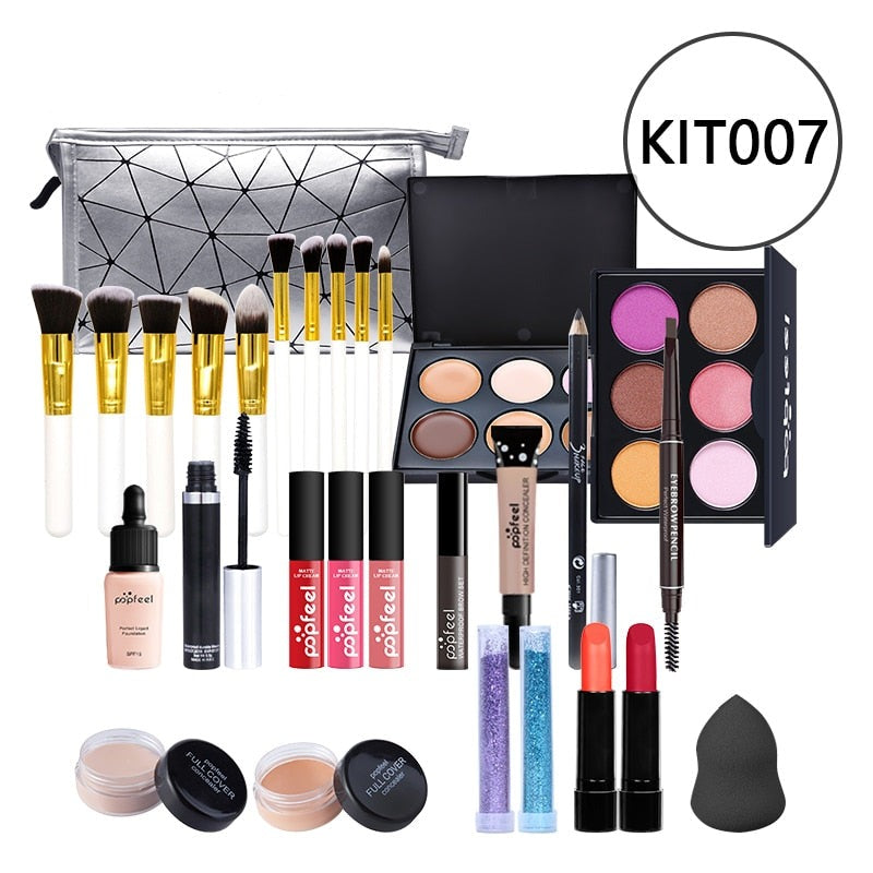 Oklulu ALL IN ONE Full Professional Cosmetics Makeup kit(eyeshadow, lip gloss,lipstick,makeup brushes,eyebrow,concealer)withbag