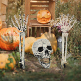 Halloween Realistic Skull Skeleton Head Human Hand Arms for Halloween Party Home Garden Lawn Decor Haunted House Horror Props