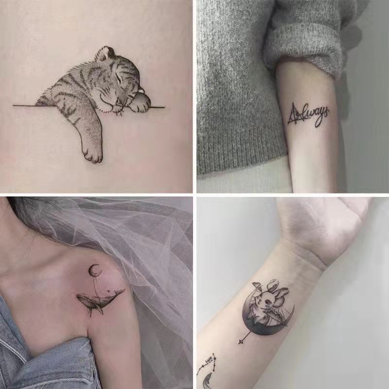 Black And White Tiger Temporary Tattoo Stickers Arm Wrist Chest Men And Women Fake Tattoo Body Art Stickers