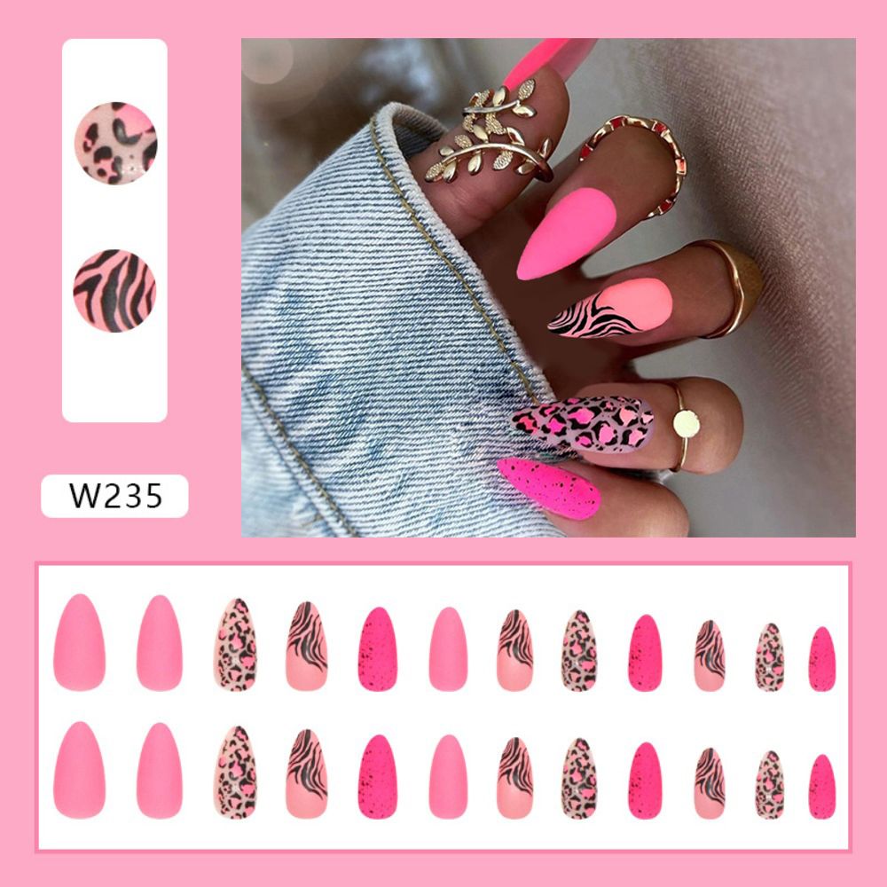 Simple French Wearable False Nails Almond Colorful Stripes Colorblock Design Manicure Fake Nails Line Full Cover Press On Nail