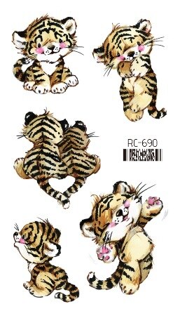 Black And White Tiger Temporary Tattoo Stickers Arm Wrist Chest Men And Women Fake Tattoo Body Art Stickers