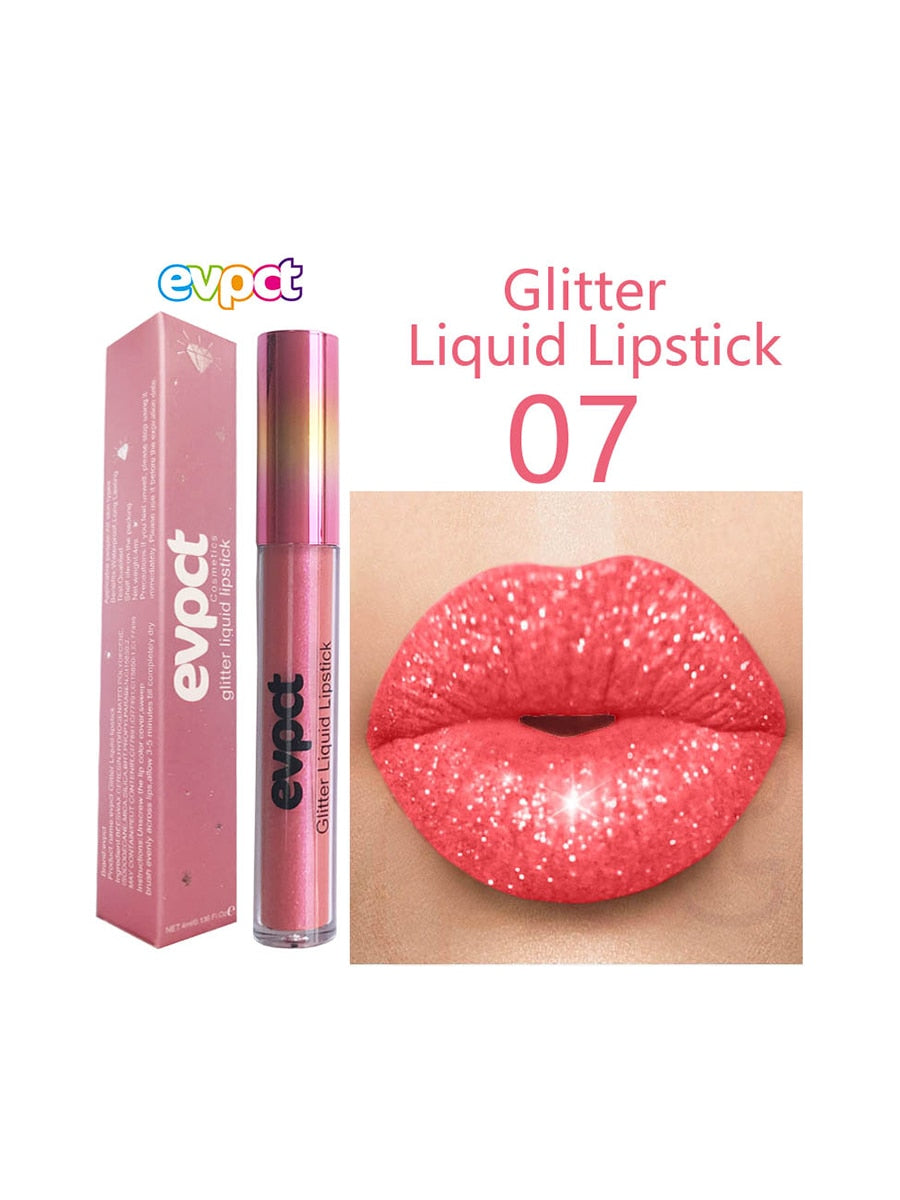 15 Colors Sexy Shimmer Diamond Glitter Lip Gloss Matte Liquid Lipstick Long Lasting Waterproof  Pearl Velvet Lipgloss Lip Makeup