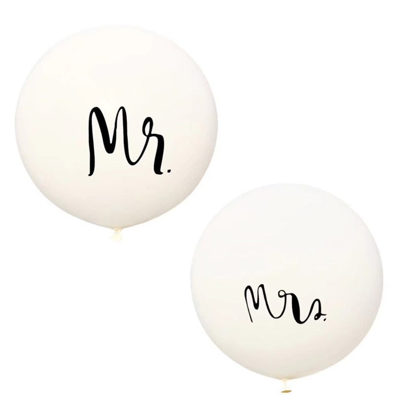 2pcs Giant 36inch Mr Mrs White Latex Balloons Wedding Party Decorations Bride Groom Wedding Photo Props Balloon