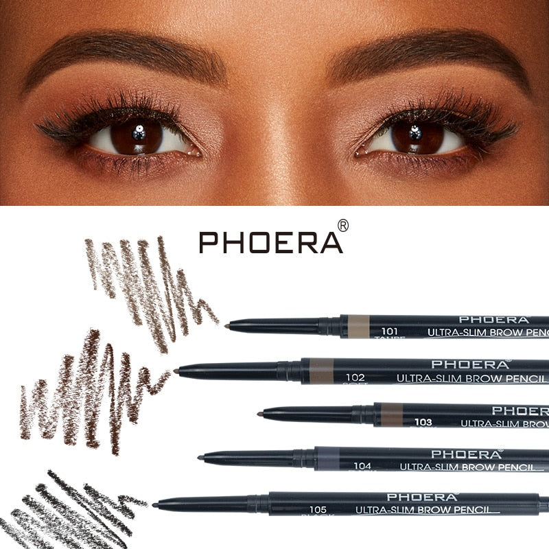 PHOERA 5 Color Natural Long Lasting Not Blooming Double Ended Eyebrow Pencil Waterproof Sweatproof No Fading Eyebrow Pen Makeup