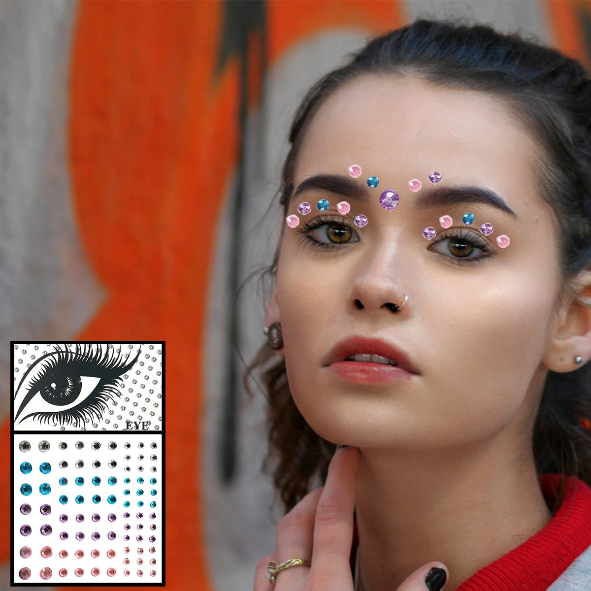 Star Face Gems Temporary Tattoos Eye Eyeliner Tears Crystals Jewels Makeup Sticker Flash Pearl Bindi Dots Jewelry Halloween Rave