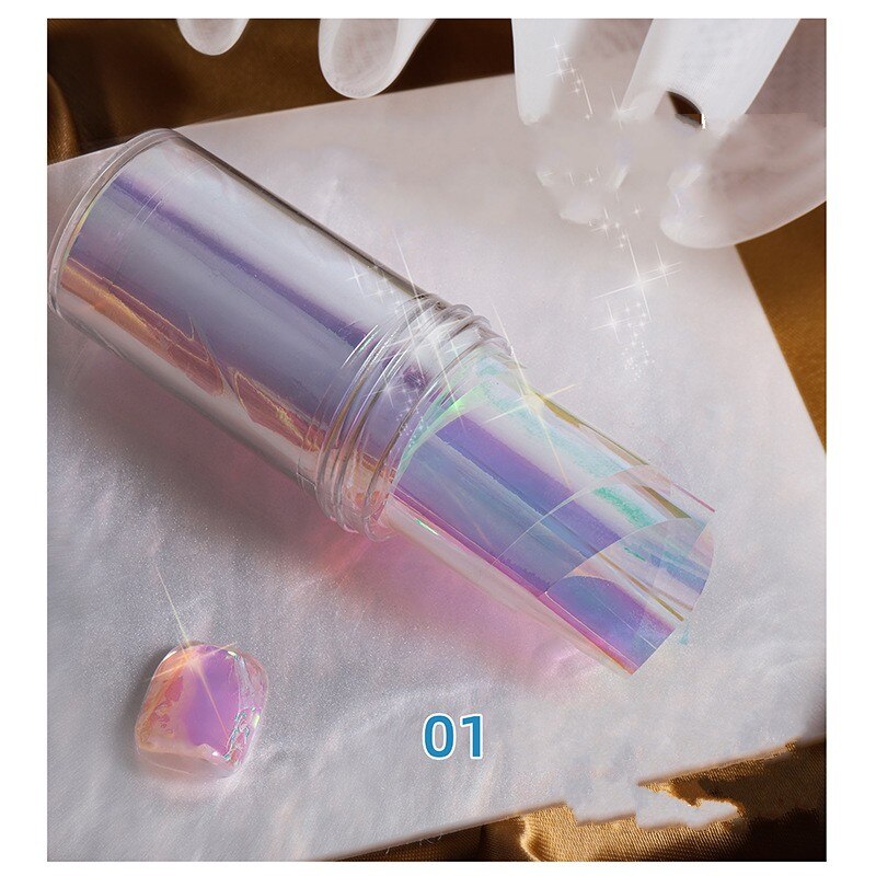 1 Bottle Nail Cellophane Sticker Fashion Spring Summer Glass Foil Film Ice Cube Manicure Decoration Korea Nail Trend Design