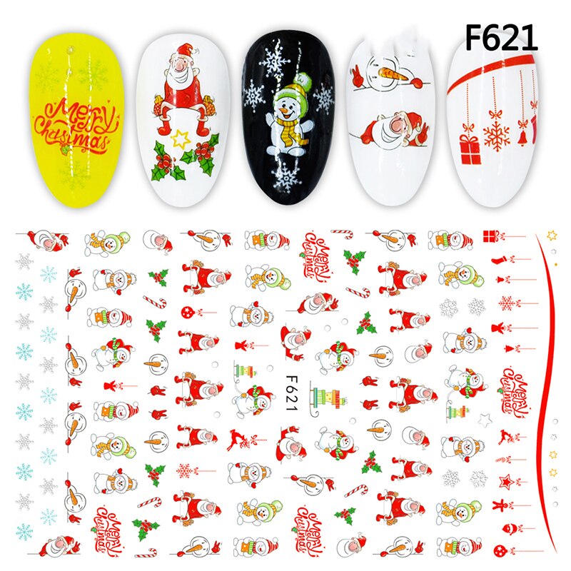 Merry Christmas Nail Art Sticker 3D Sliders Deer Santa Claus Decals New Year Nails Decorations Stickers For Manicure Accessories