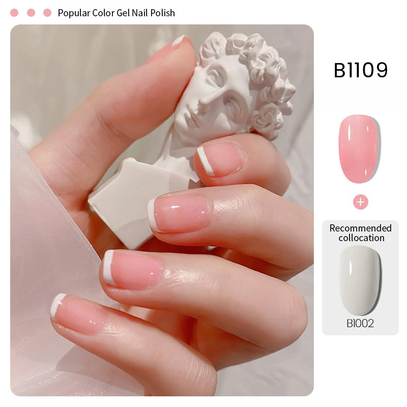 Oklulu 12ML Jelly Gel Nail Polish Clear Pink Nude Gel Long Lasting Semi Permanent Soak Off UV LED Gel Varnish Nail Art Manicure