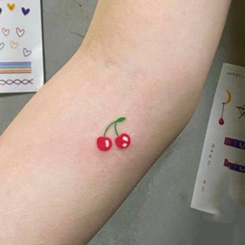 Waterproof Temporary Tattoo Sticker New Craft Cute Cherry Tattoo Flash Tattoo Arm Female