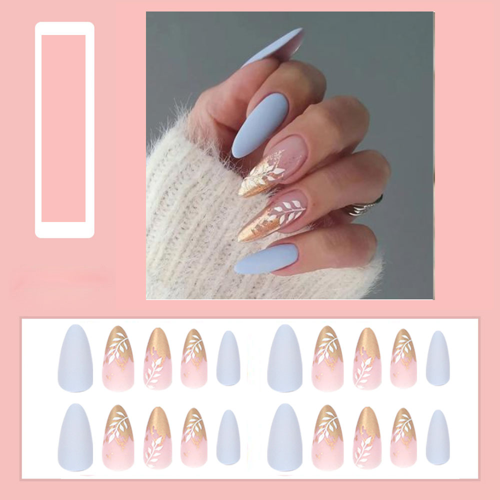 Simple French Wearable False Nails Almond Colorful Stripes Colorblock Design Manicure Fake Nails Line Full Cover Press On Nail