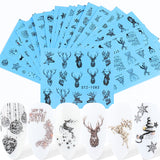 16pcs Black Nail Sticker Christmas Elk Deer Tree Snowflake Water Transfer Sticker Xmas Winter Nail Accessories SASTZ1082-1097-1