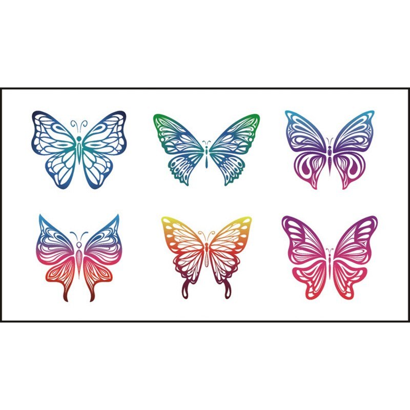 Waterproof Butterfly Temporary Tattoos Sticker Lasting Sexy Face Animals Image Wrist Neck Body 3D Feather Black Fake Tatto 1PCS