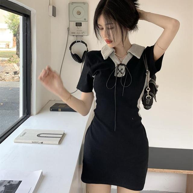 Korean Bodycon Polo Collar Dress