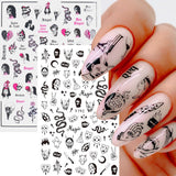 Skull Snake Abstract face Nail Stickers Gothic Design Halloween Christmas Tattoo Anime Sliders For Nails Manicure SACA725-732