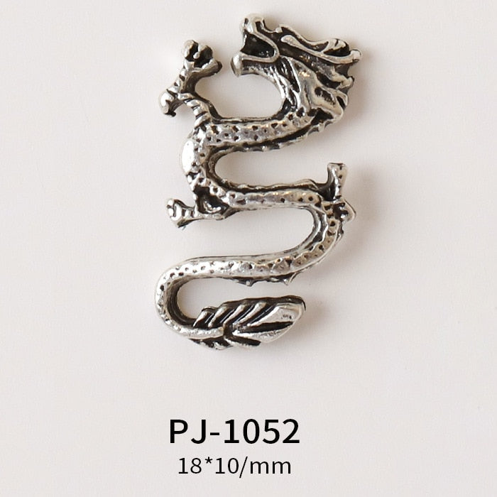 10pc Retro Noble Chinese Dragon Nail Charms Eastern Legend Imperial Vintage Metal Decoration Deity Loong 3D Fingernails Ornament