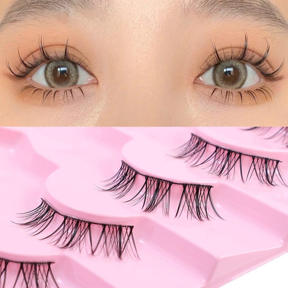 5/7/10 Pairs Faux Mink False Eyelashes 3D Manga Lashes Fluffy Soft Wispy Natural Lash Extension Reusable Fake Lashes Makeup