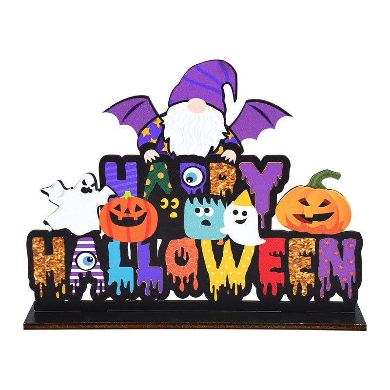 Halloween Wooden Ornaments Pumpkin Ghost Trick or Treat Pendants Halloween Party Decoration for Home Door Hanging Signs Kids Toy