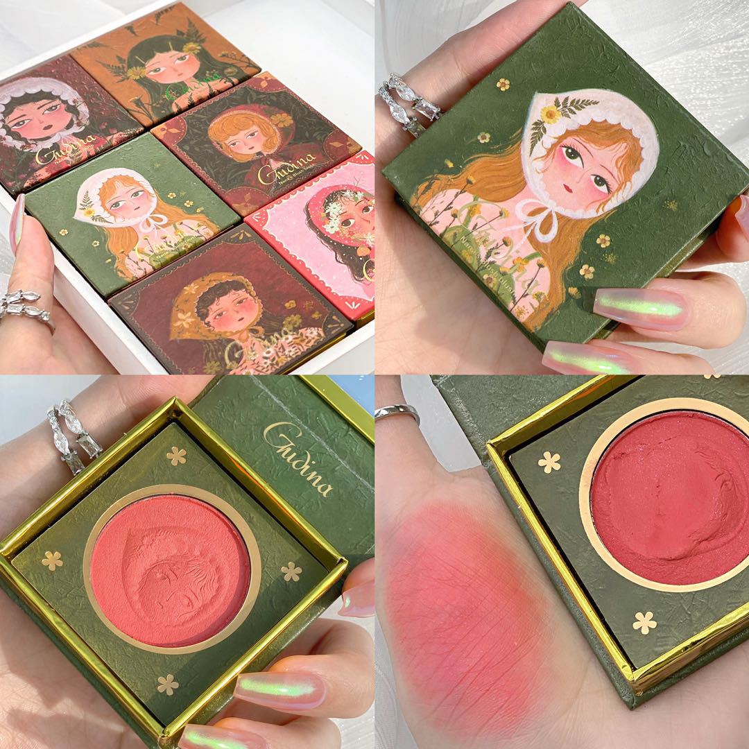 Single Color Blush Makeup Palette Mineral Powder Red Rouge Lasting Natural Cream Cheek Tint Orange Peach Pink Korean Blusher