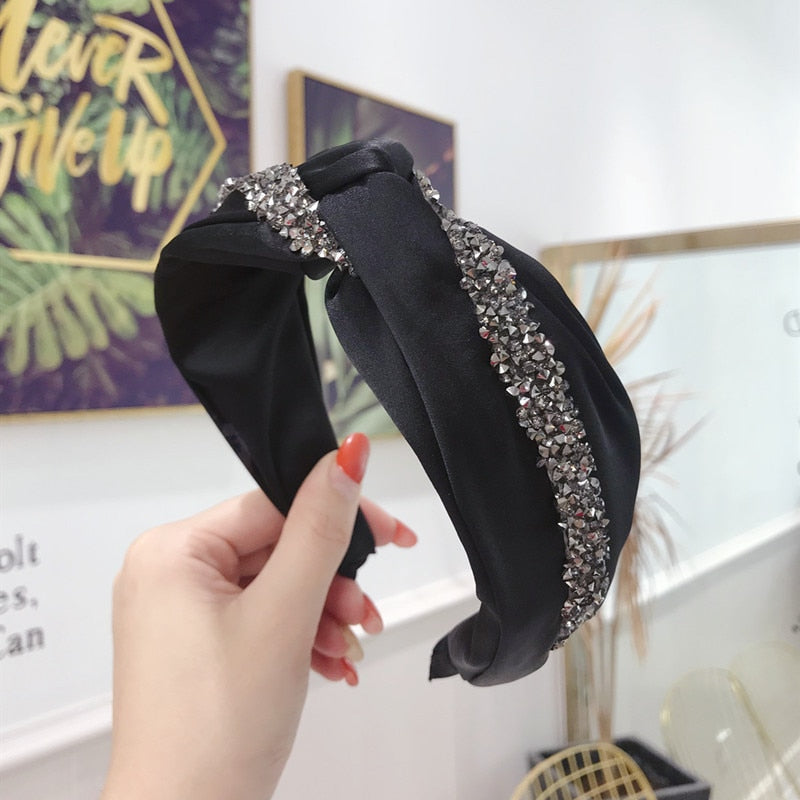 Solid Fabric Satin Hair Scarf Band Hairband for Women Girl Korea Headbands Fashion Accessorie