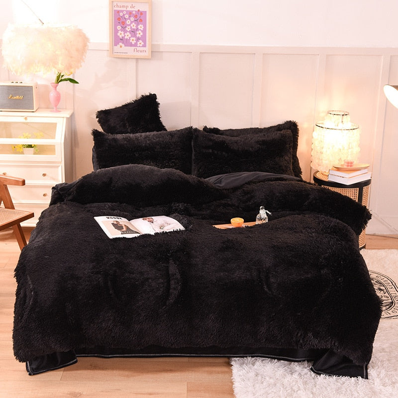 Nordic Winter Warm Bedding Set Luxury Thicken Mink Fleece Duvet Cover Bed Sheet and Pillowcases Quilt Cover Queen King Size Home