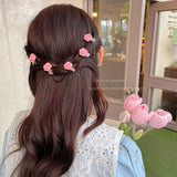New Small Bow Hairpins Cute peach rose headwear hair accessories Girl side bangs clip sweet Hair Clips headdress Jewelry