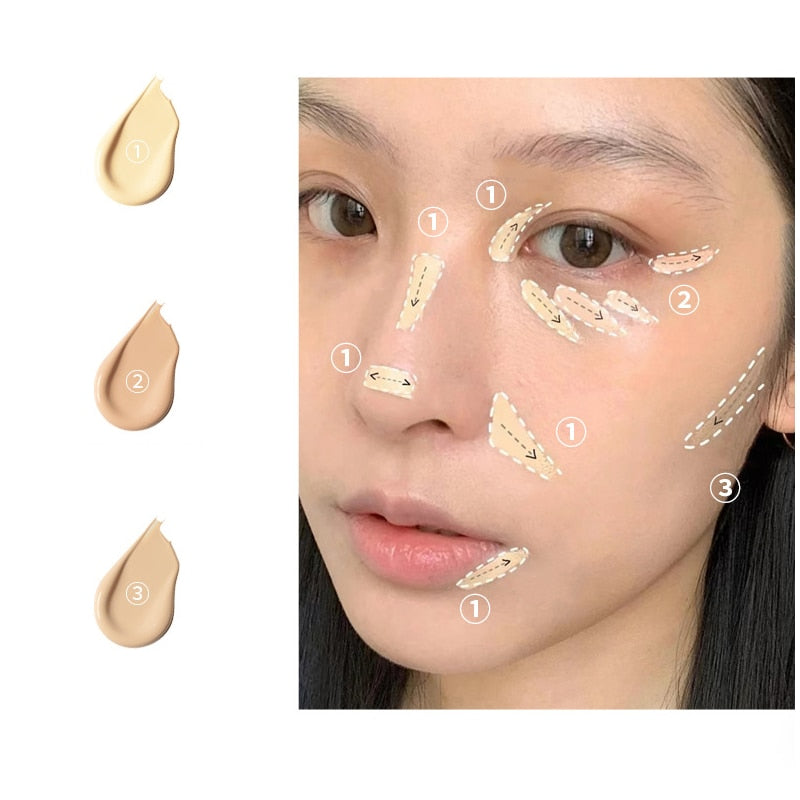 Waterproof Three-color Concealer With Brush Ultra-long-lasting Deep Complexion Acne Marks Cover Spots Acne Korean Makeup Tools