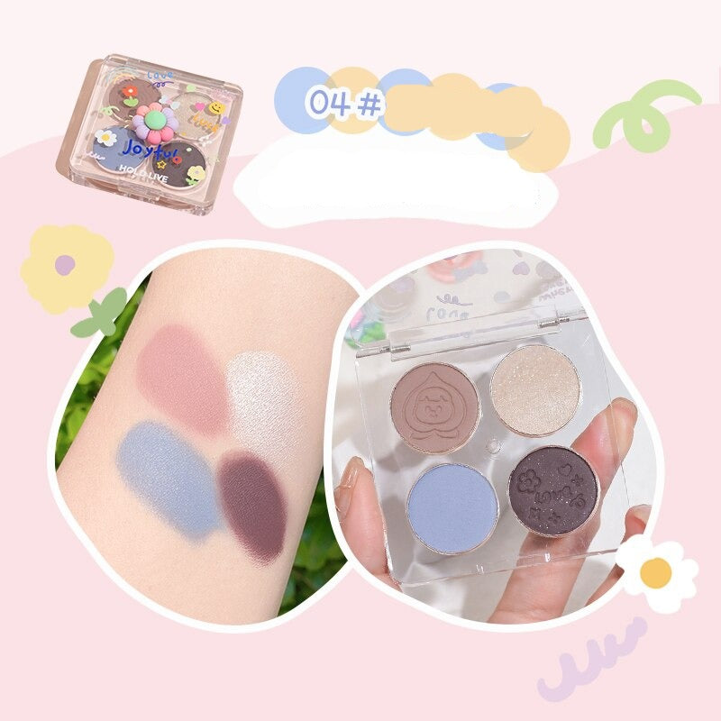 Cute Planet Eyehshadow Palette 4 Color Matte Glitter Eye Makeup Soft Longwear Waterproof Shimmer Eye Shadow Smoky Eyes Cosmetics