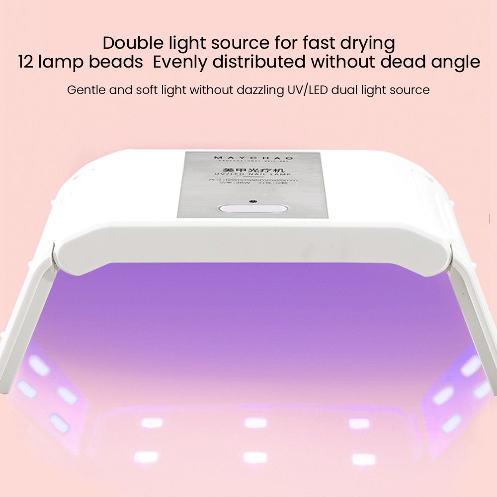 Oklulu 36W Mini Nail Dryer White LED UV Lamp USB Folding Portable Home Use Nail Lamp For Curing Gel Nail Polish Manicure Tools