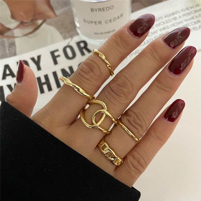 KOTiK Trendy Bohemian Midi Knuckle Ring Set For Women Gold Color Crystal Heart Flower Moon Geometric Finger Rings Jewelry Gifts